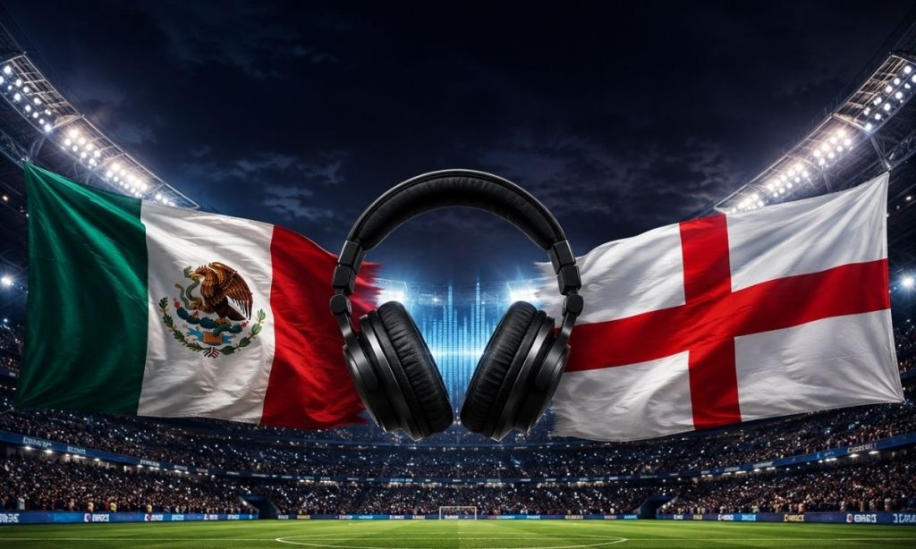 Imagen creada con IA de la bandera de México e Inglaterra.