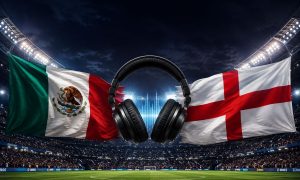 Imagen creada con IA de la bandera de México e Inglaterra.