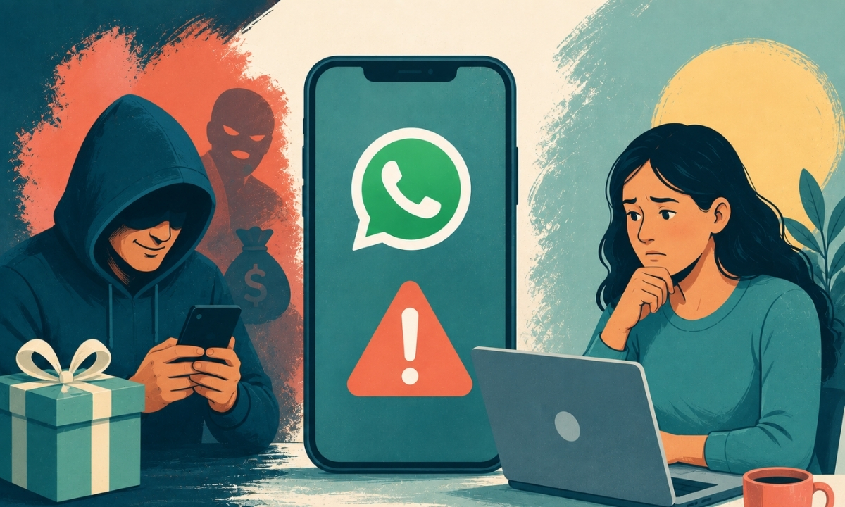 Imagen creada sobre la estafas en WhatsApp que dañan la reputación de tu marca.
