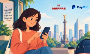 Imagen creada con IA sobre la alianza de Mapfre y PayPal