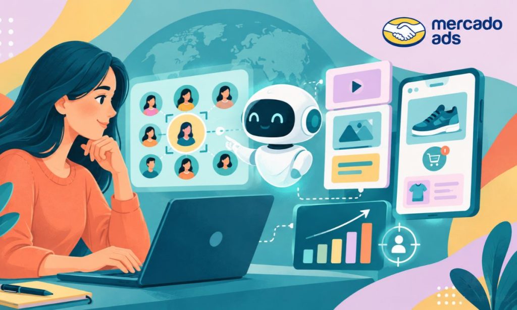 imagen generada con inteligencia artificial sobre el lanzamiento de Engage+ de Mercado Ads para mejorar las métricas de medición de las campañas de awareness de Mercado Libre
