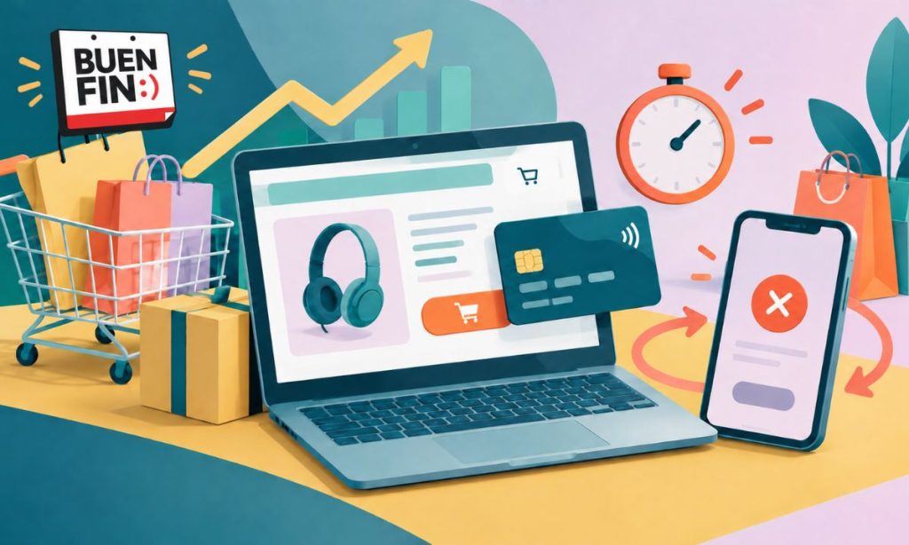 imagen generada con inteligencia artificial sobre el reto de los pagos digitales en las ventas online del Buen Fin 2026
